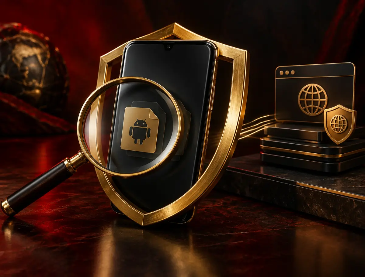 Phone protected by a shield while its APK source is inspected
